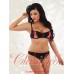 Black/Red Bra and Matching Thong  with Corset Style Trim