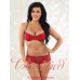 Red Mesh Bra with Polka Dot Straps and Boy Short Brief Set