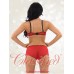 Red Mesh Bra with Polka Dot Straps and Boy Short Brief Set