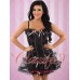 Black and Pink Basque and Petticoat Set