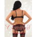 Black/Red Embroidered Mesh Bra and Brief Set