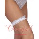 Narrow Lace Garter with Bow Trim White