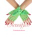 Green Fishnet Lace Up Gloves