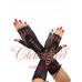 Black Fishnet Elbow Length Lace Up Gloves