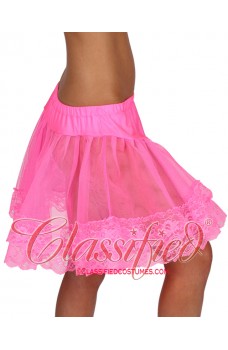 Lace Trimmed Petticoat Fluorescent Pink