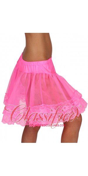 Lace Trimmed Petticoat Fluorescent Pink