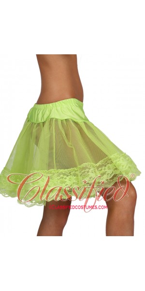 Lace Trimmed Petticoat Fluorescent Green