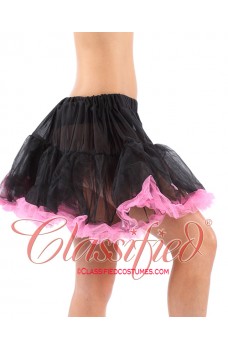 Full Petticoat with ruffle trim Black/Pink