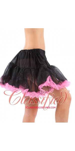 Full Petticoat with ruffle trim Black/Pink