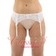 Embroidered Flower Lace Suspender Belt Cream