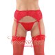 Embroidered Flower Lace Suspender Belt Red