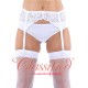 Embroidered Flower Lace Suspender Belt White