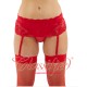 Embroidered Lace Suspender with Built in Brief Red