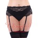 Deep Embroidered Lace Suspender Belt Black