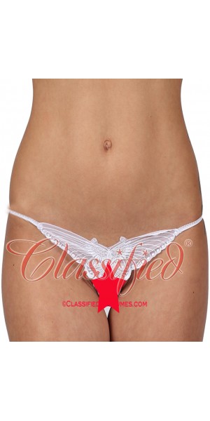Butterfly Crotchless Brief White