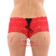 Lace Boy Short with Ribbon Tie Red/Black