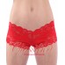 Lace Boy Short with Ribbon Tie Red/Black