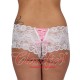 Lace Boy Short with Ribbon Tie White/Pink