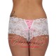 Lace Boy Short with Ribbon Tie White/Pink