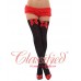 Opaque Stockings with Bow and Nurse Badge Black/Red