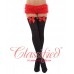 Black Opaque Stockings with Red Bow