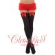 Black Opaque Stockings with Red Bow