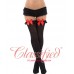 Garter Top Stockings with Bow Black/Red