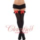 Garter Top Stockings with Bow Black/Red