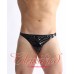 Mens Black PVC  Thong