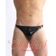 Mens Black PVC  Thong